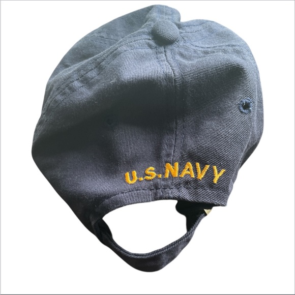 U.S. Navy Blue Adjustable Baseball Hat Cap Yellow Embroidery Military Pride - Picture 2 of 3